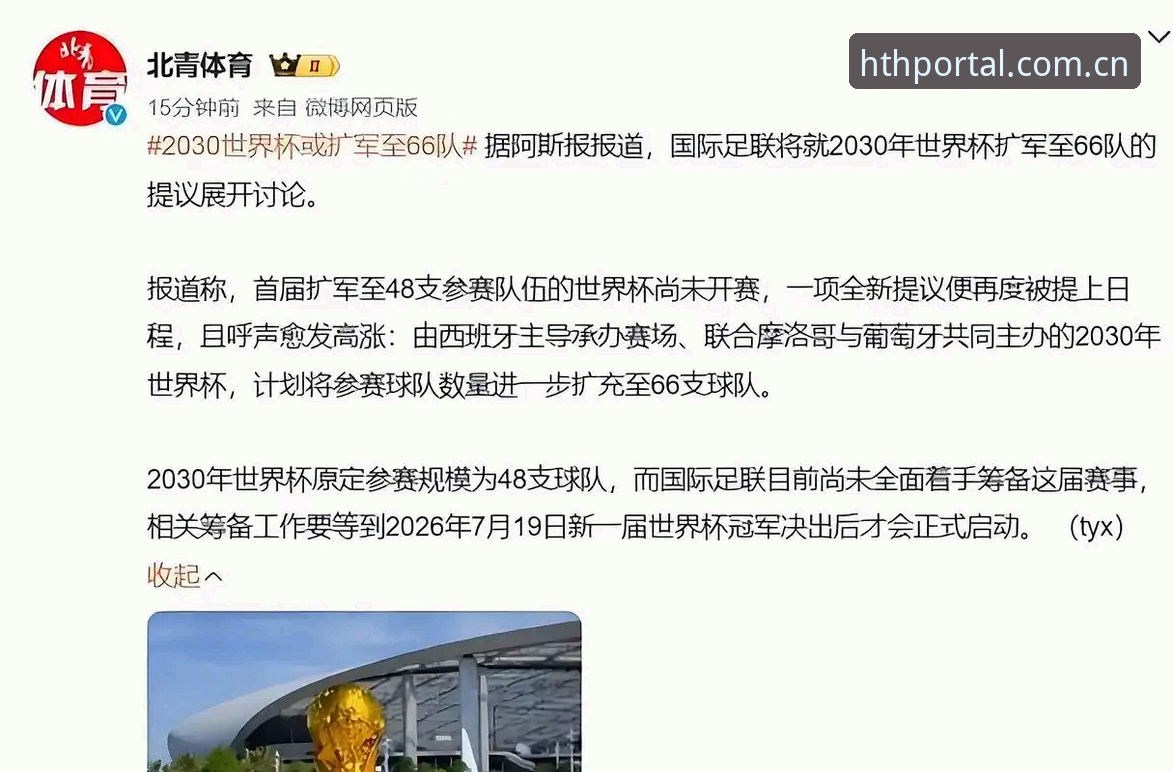 hth如何注册 2030世界杯扩军至66队深度评测:中国男足迎来历史性机遇